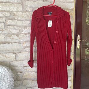 Red Long Sweater Coat